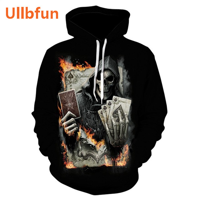 Ullbfun Sweatshirt 3D Skull Printed Pullovers Hoodies (1)